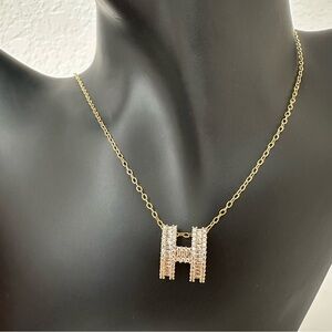 Initial 'H' Pendant Gold Necklace